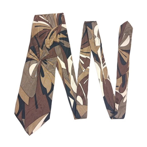 Urban Canvas Silk Tie Men’s 60” Brown Multi Abstract Designer Wide Tie New - Picture 2 of 4